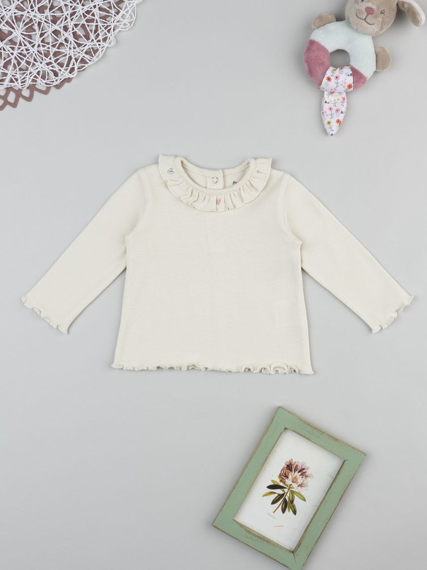 Lupetto panna neonata a coste