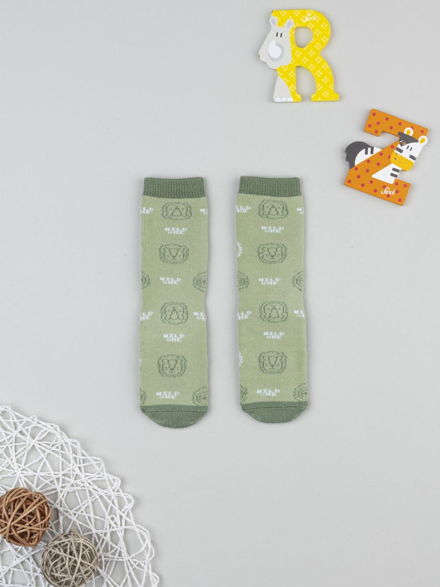 Antiscivolo bimbo verde "leoni"