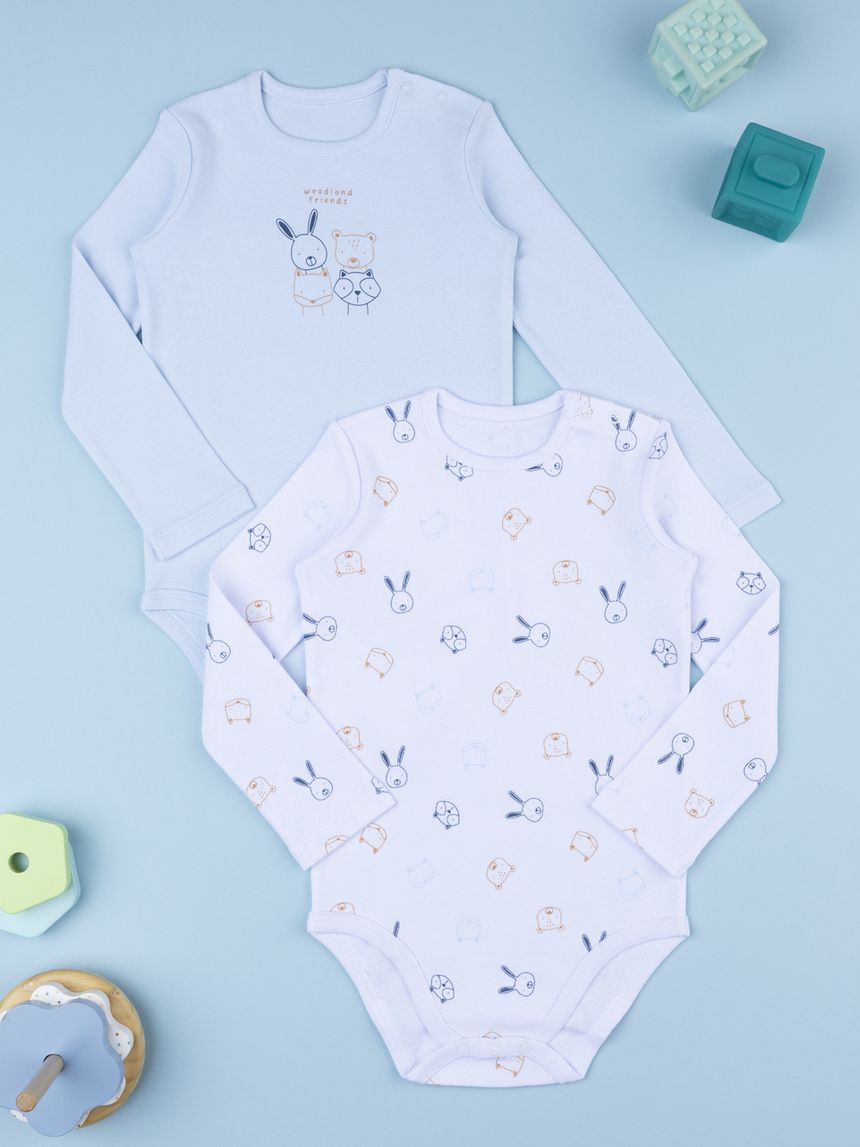 Pack 2 body bambino maniche lunghe animaletti