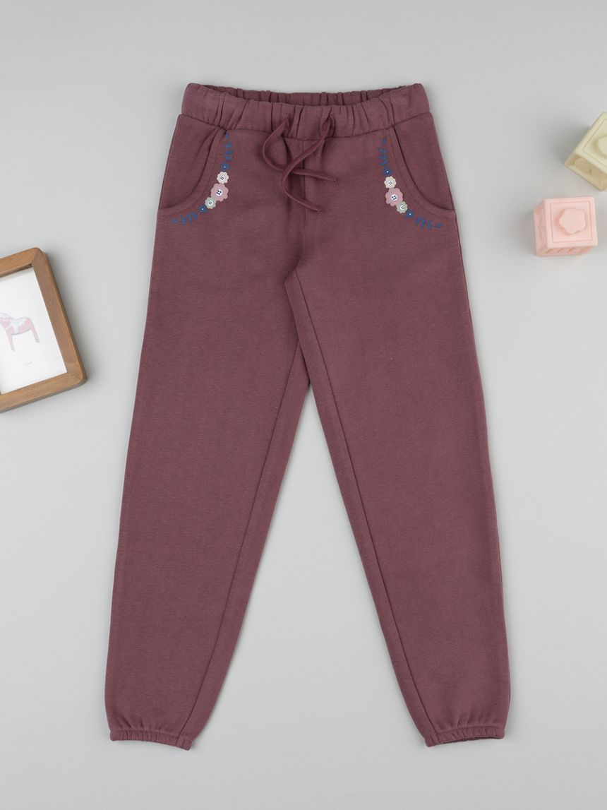 Pantalone bambina rosa scuro "fiori"