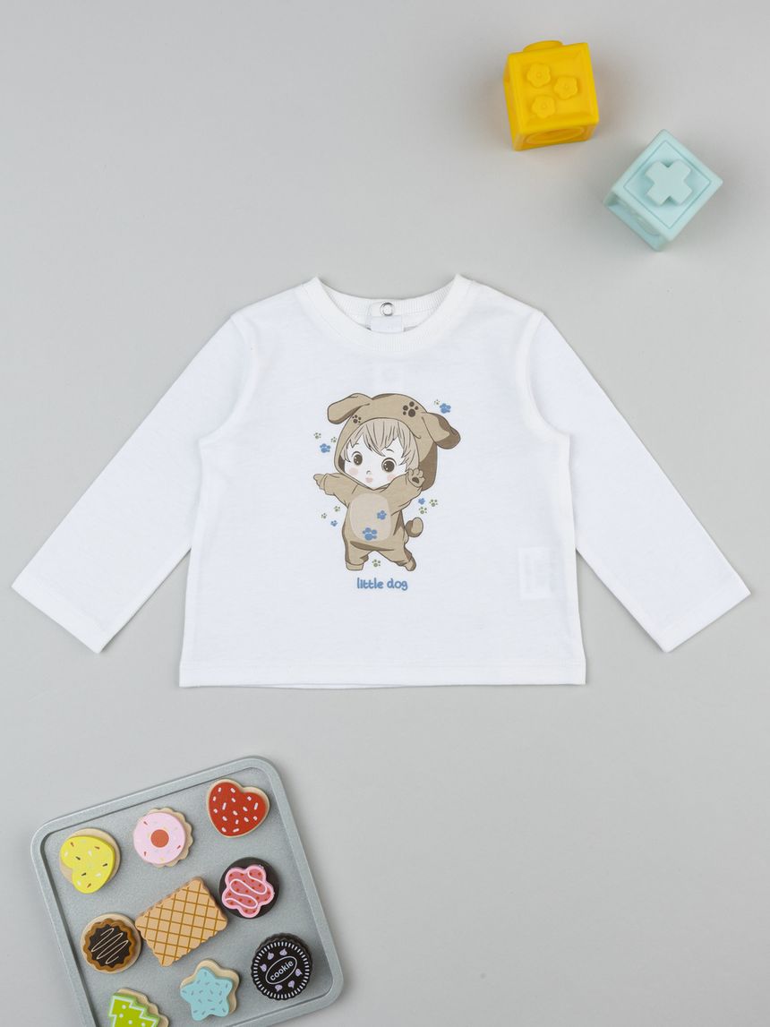 T-shirt neonato bianca stampa