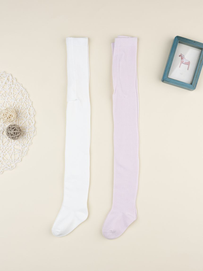 Pack 2 collant bambina panna/rosa