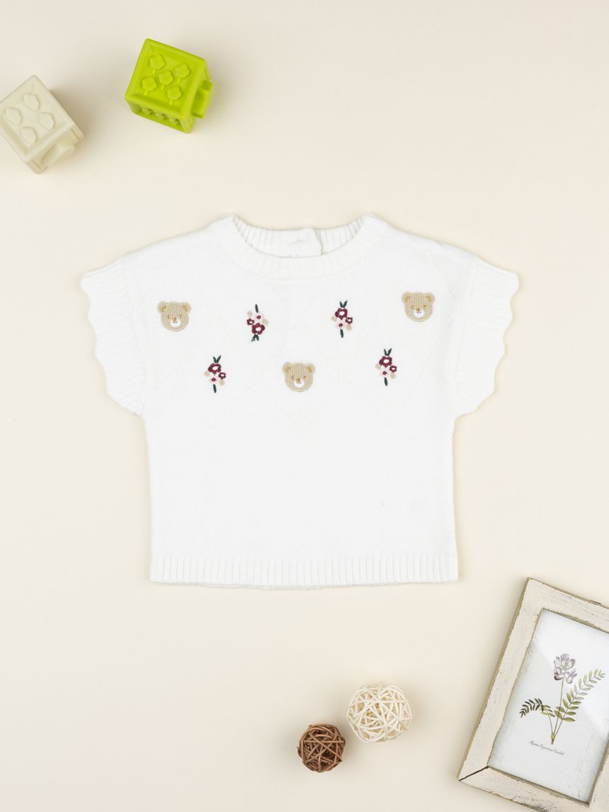 Gilet bimba bianco ricamato