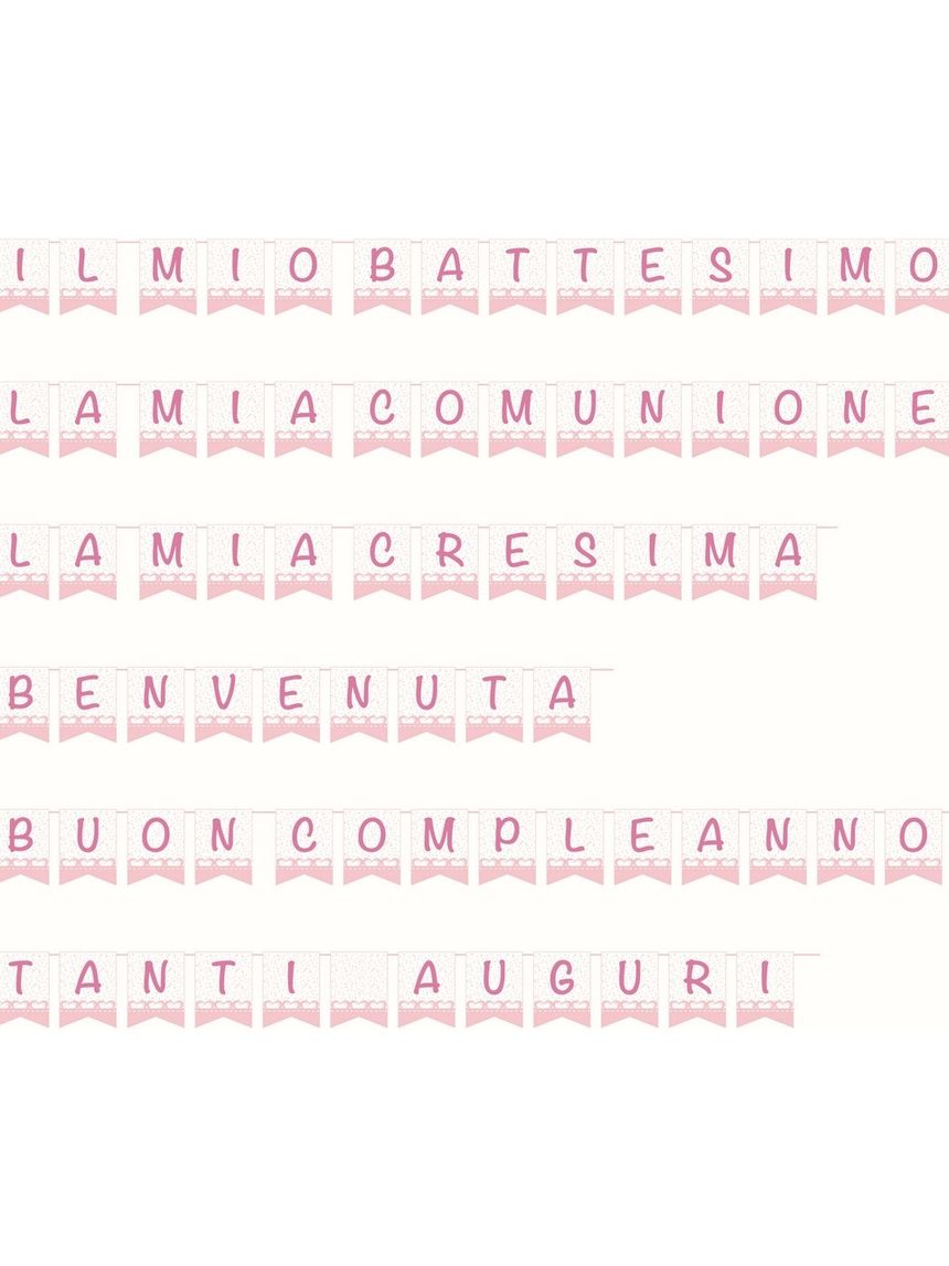 Festone 33 bandiere carta 15x20 cm - baby rosa
