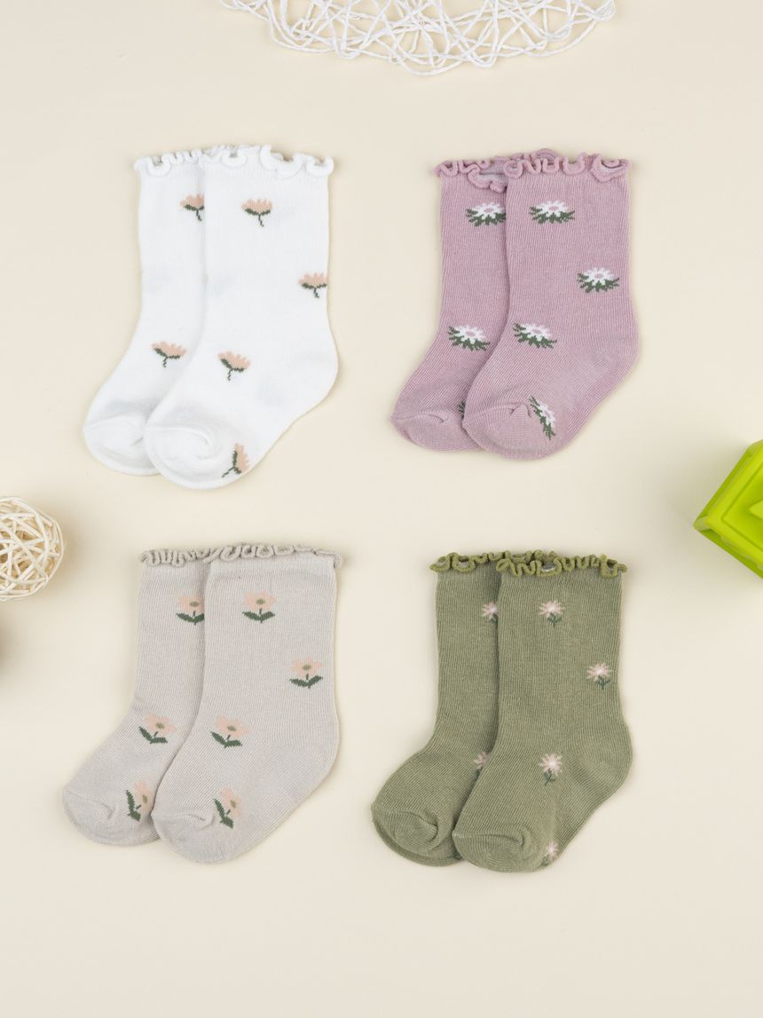 Pack 4 calze bimba fiori