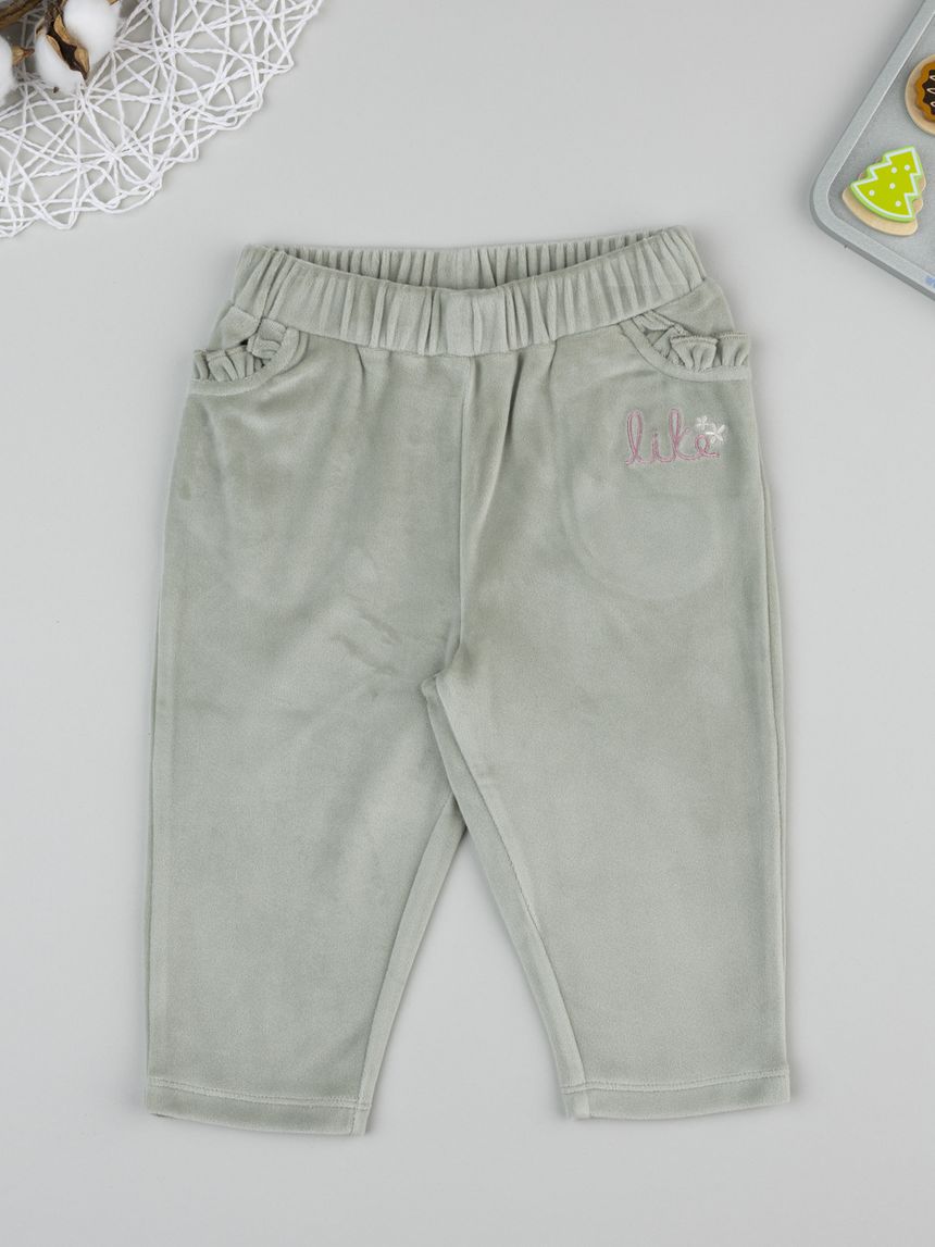 Pantalone ciniglia bimba verde