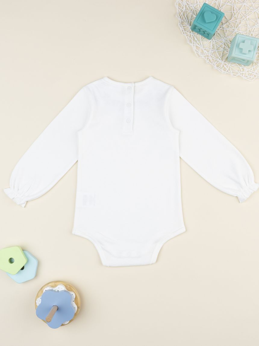 Body bimba bianco ricamato