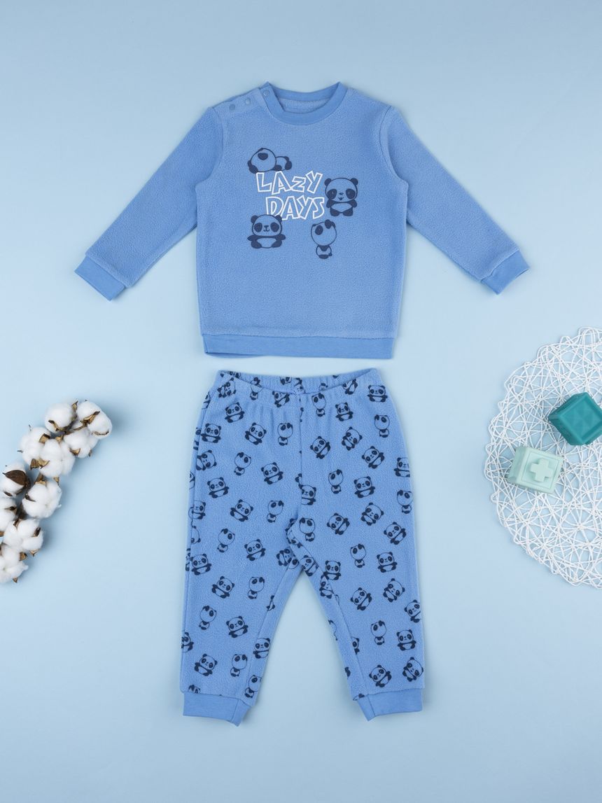 Pigiama bimbo azzurro pile panda