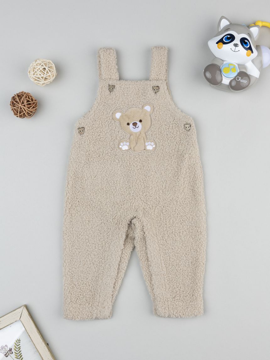 Salopette neonato beige orsetto