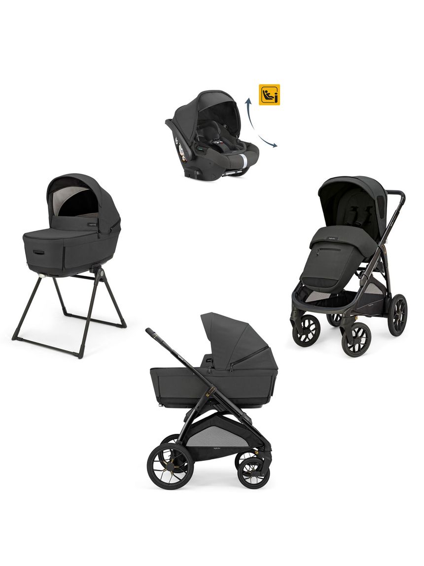 Aptica xt system quattro colore magnet grey con telaio nero e seggiolino auto darwin infant recline - inglesina