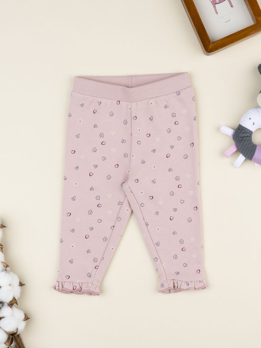 Pantalone neonata rosa cuori