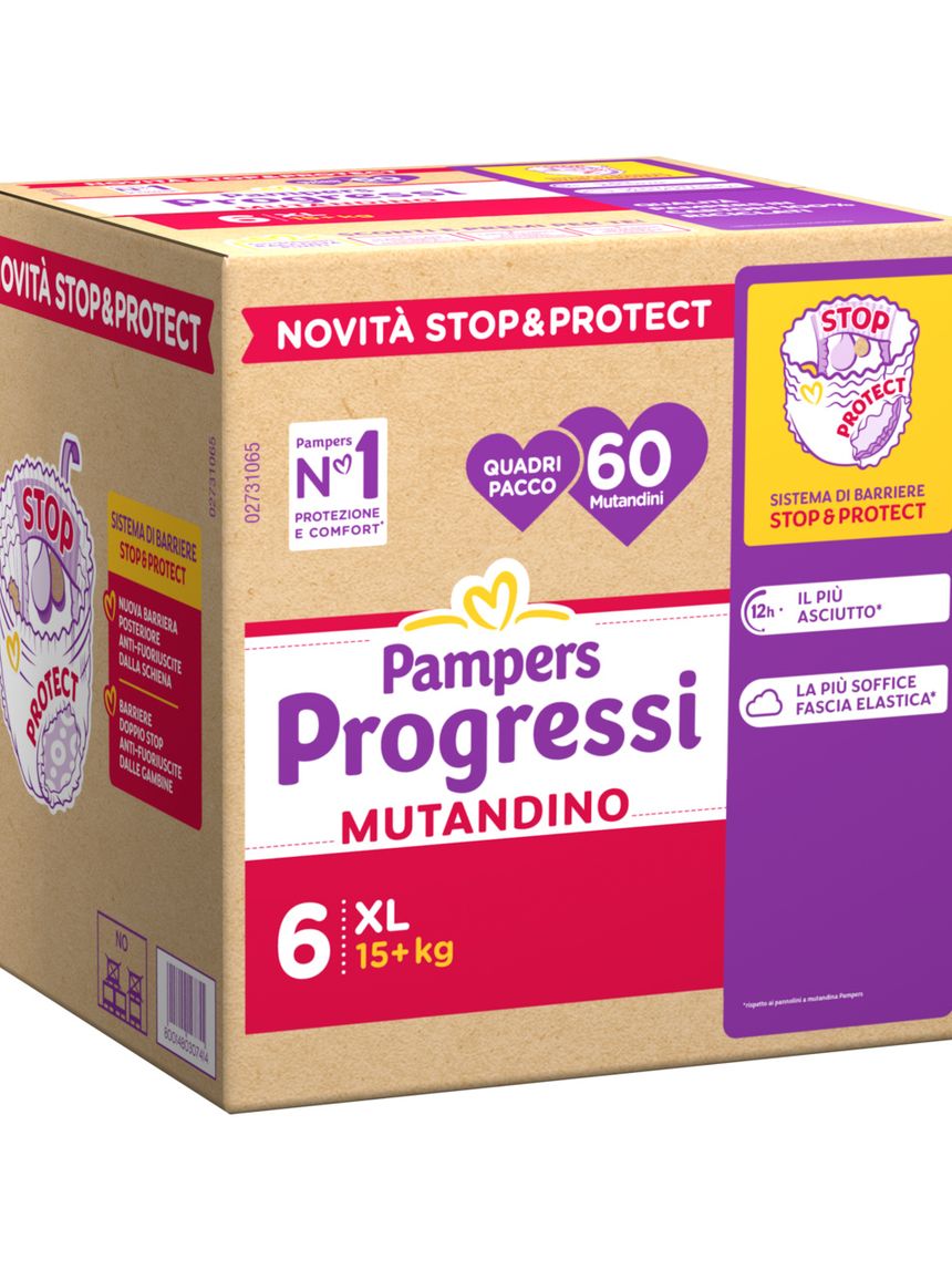 Progressi mutandino taglia 6 xl quadri pacco x60 - pampers