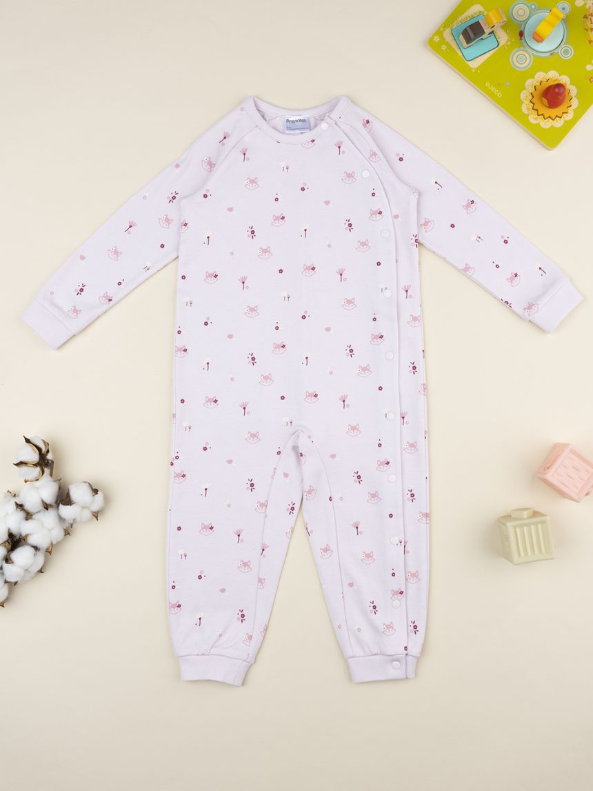 Pigiamone bimba rosa volpi allover