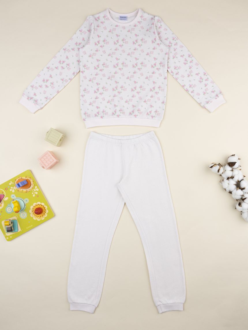 Pigiama lungo bambina fiori allover