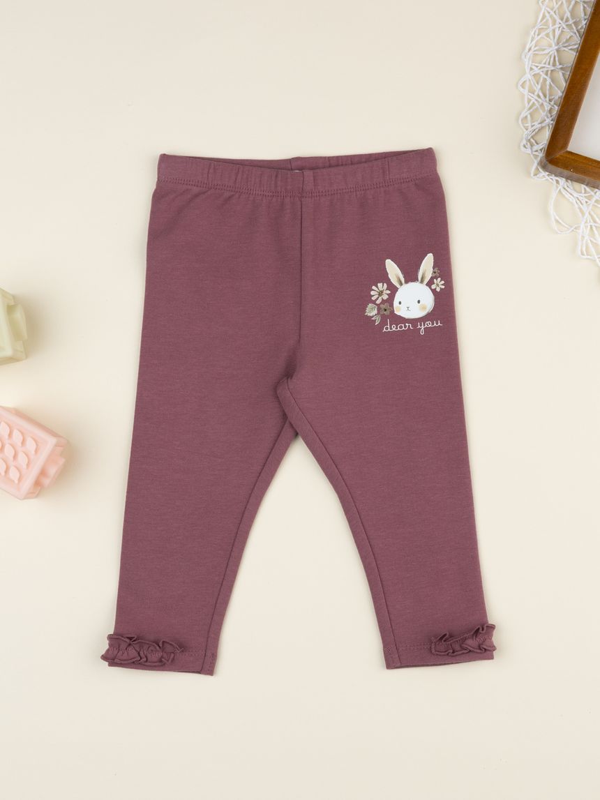 Legging felpati bimba rosa coniglietto