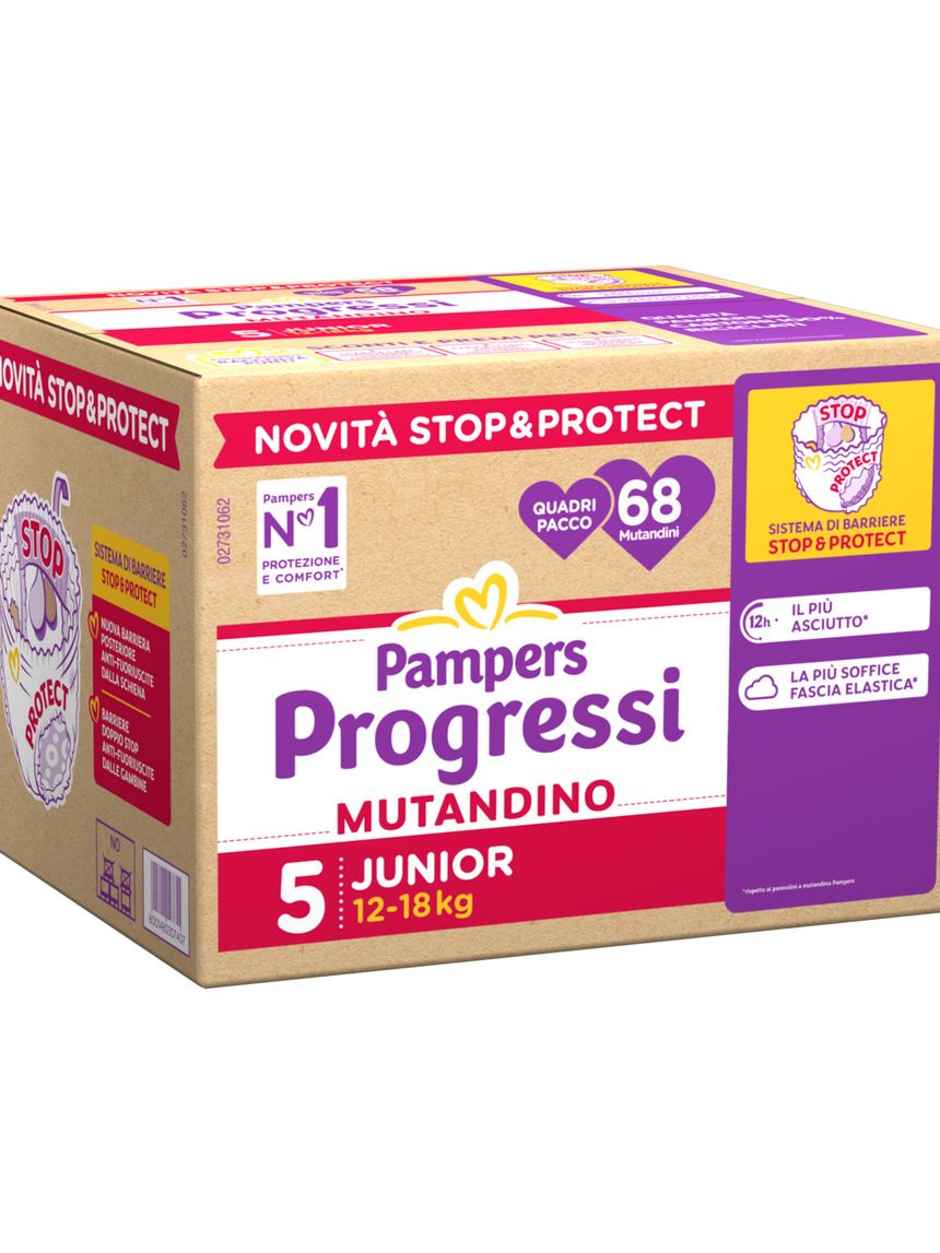 Progressi mutandino taglia 5 junior quadri pacco x68 - pampers