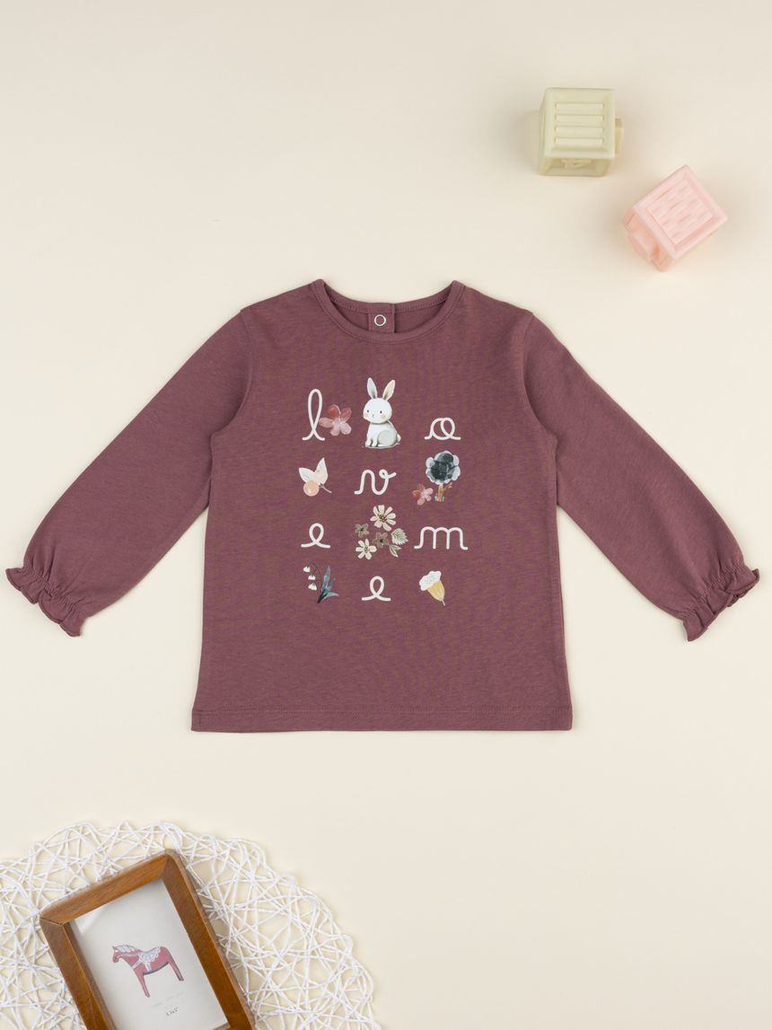 T-shirt bimba rosa scuro stampata