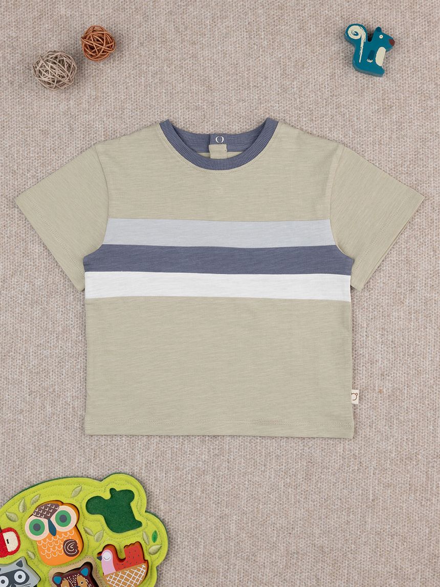 T-shirt bimbo verde righe