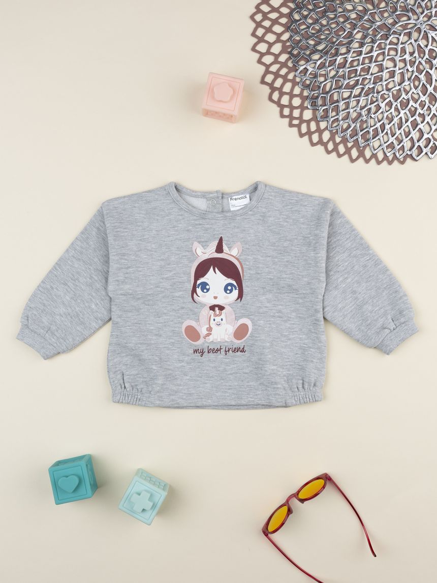 Felpa bimba grigia stampa