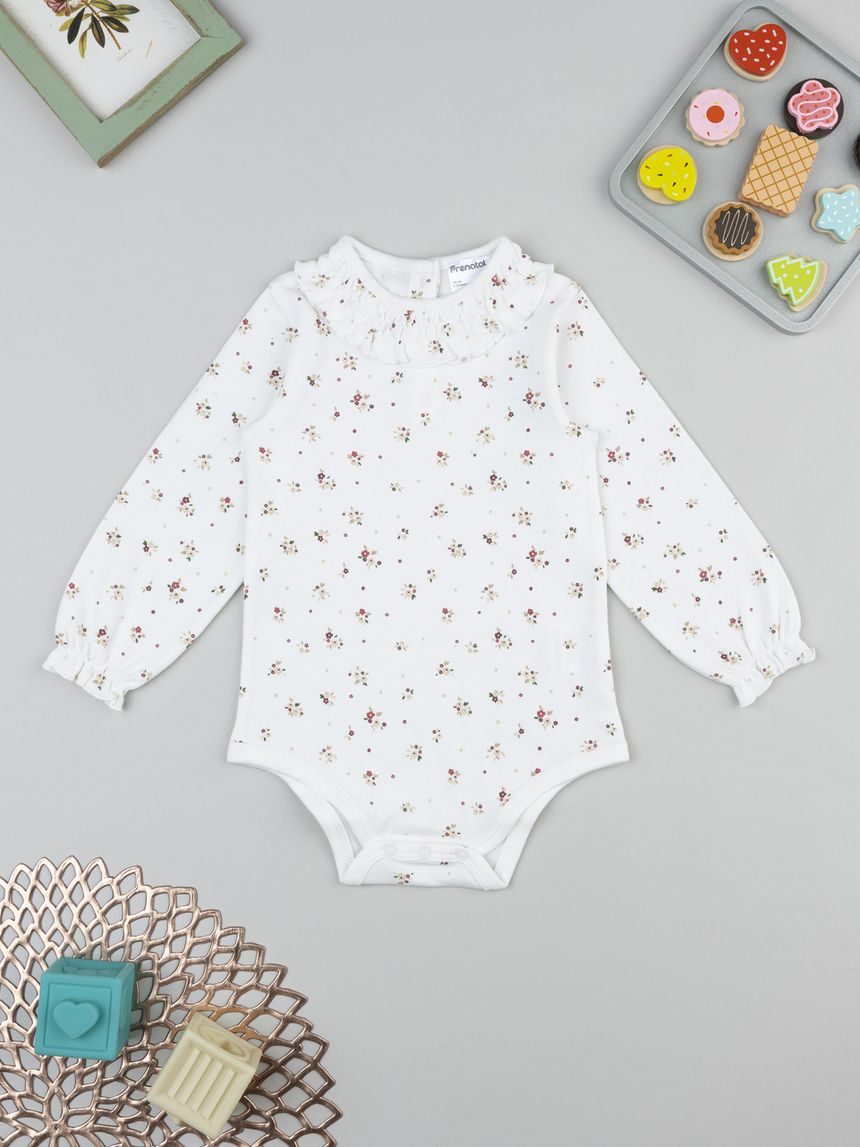 Body bimba bianco fiorellini