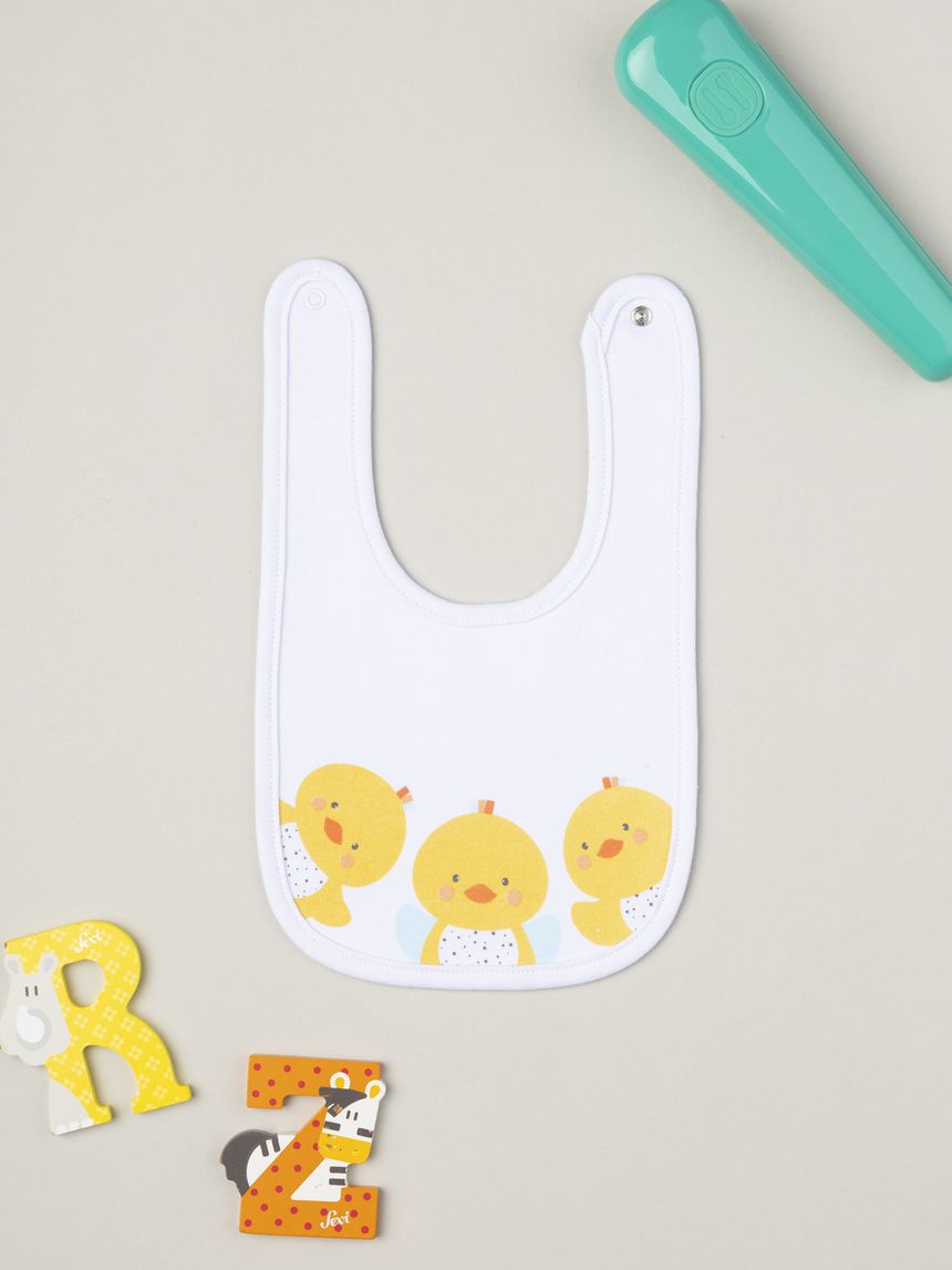 Bavaglino unisex bianco paperelle