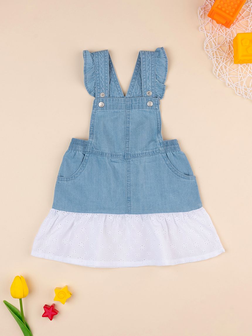 Pinafore bimba denim e sangallo