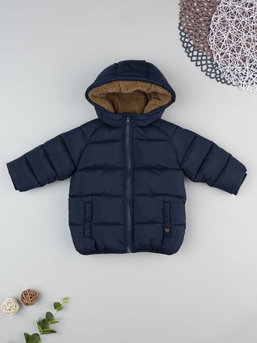 Piumino bimbo blu finto pelo