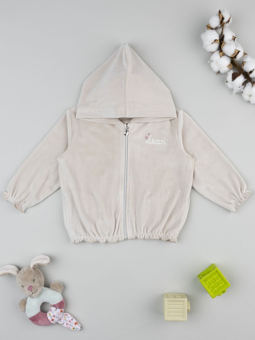 Felpa ciniglia bimba beige