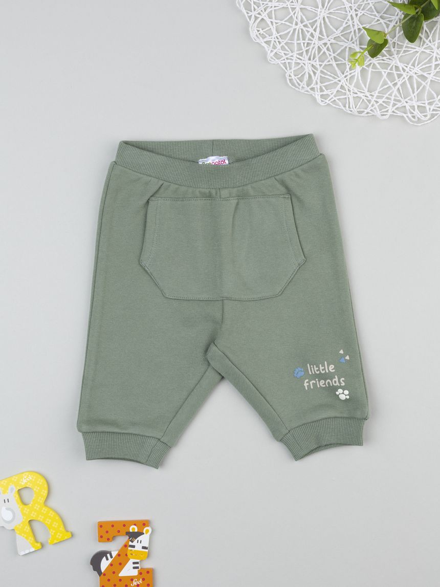 Pantalone in felpa bimbo verde tascona