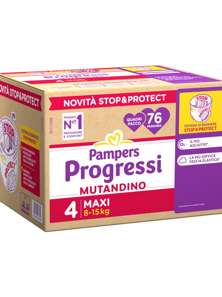 Progressi mutandino taglia 4 maxi quadri pacco x76 - pampers