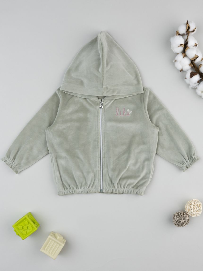 Felpa ciniglia bimba verde