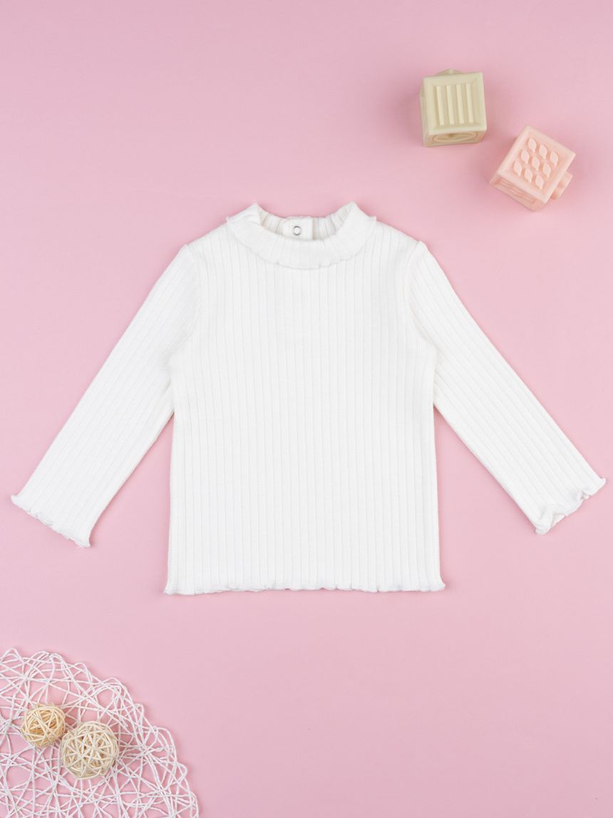 Lupetto bimba bianco coste