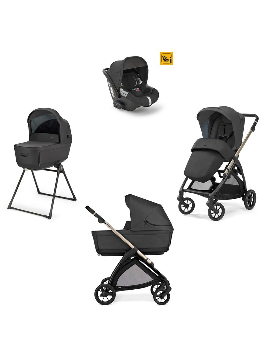 Electa system quattro colore upper black con telaio iridio black e seggiolino darwin infant - inglesina