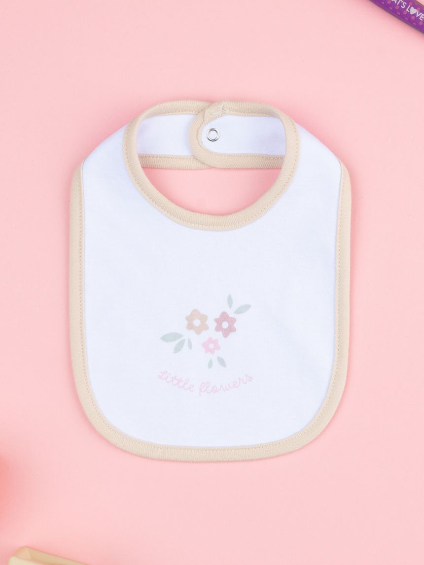 Bavaglino bimbo biege fiori