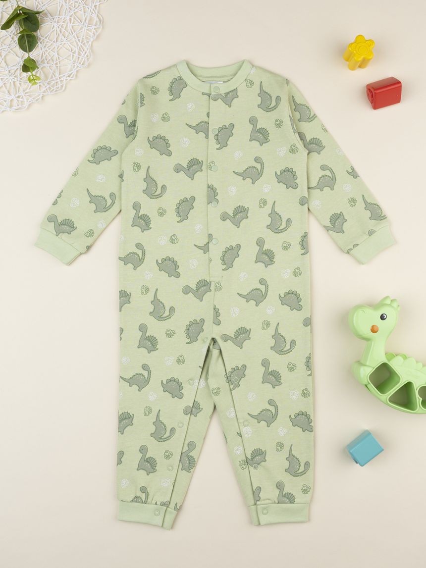 Pigiamone bimbo verde stampa dinosauri