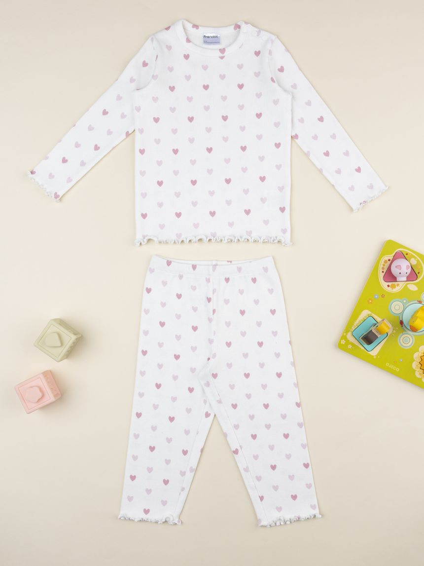 Pigiama lungo bambina cuori