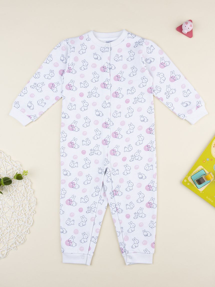 Pigiamone bimba bianco coniglietti