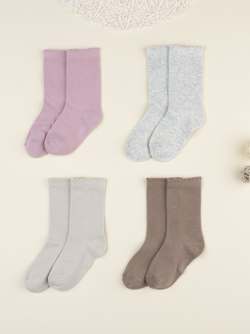 Pack 4 calze bimba tinta unita