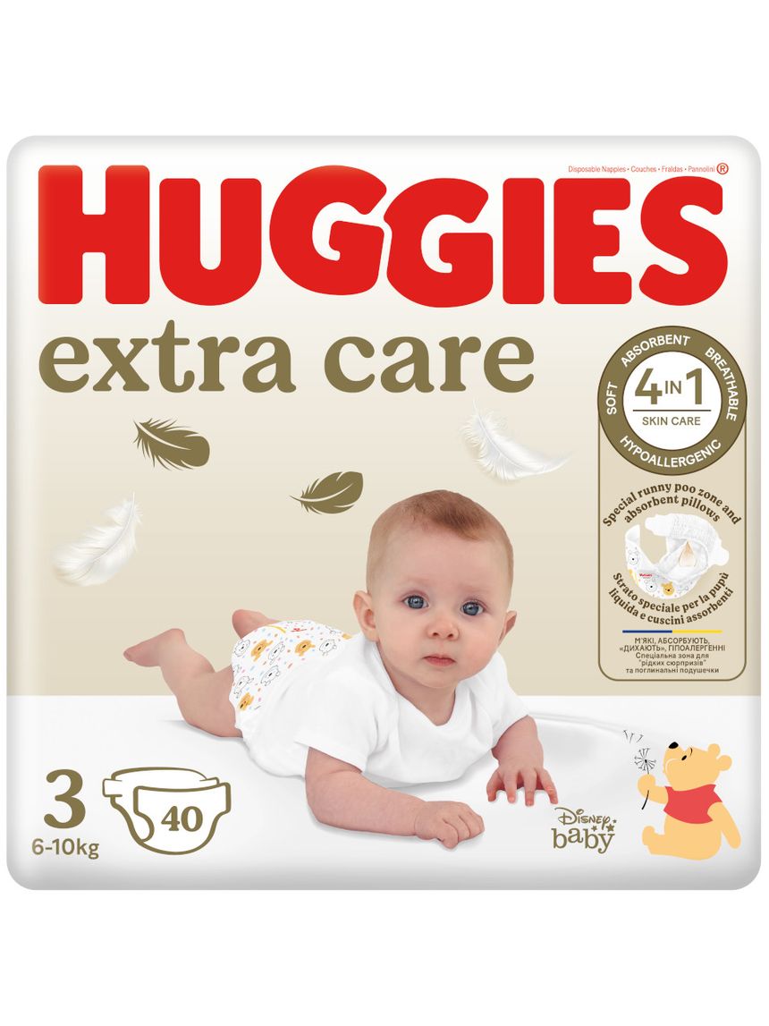 Huggies pannolini extra care grande tg. 3 (6-10 kg) - 40 pezzi