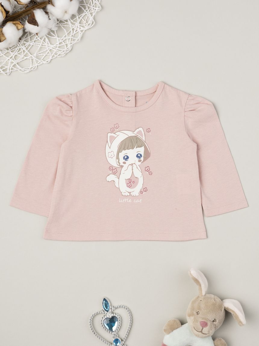 T-shirt bimba rosa stampa