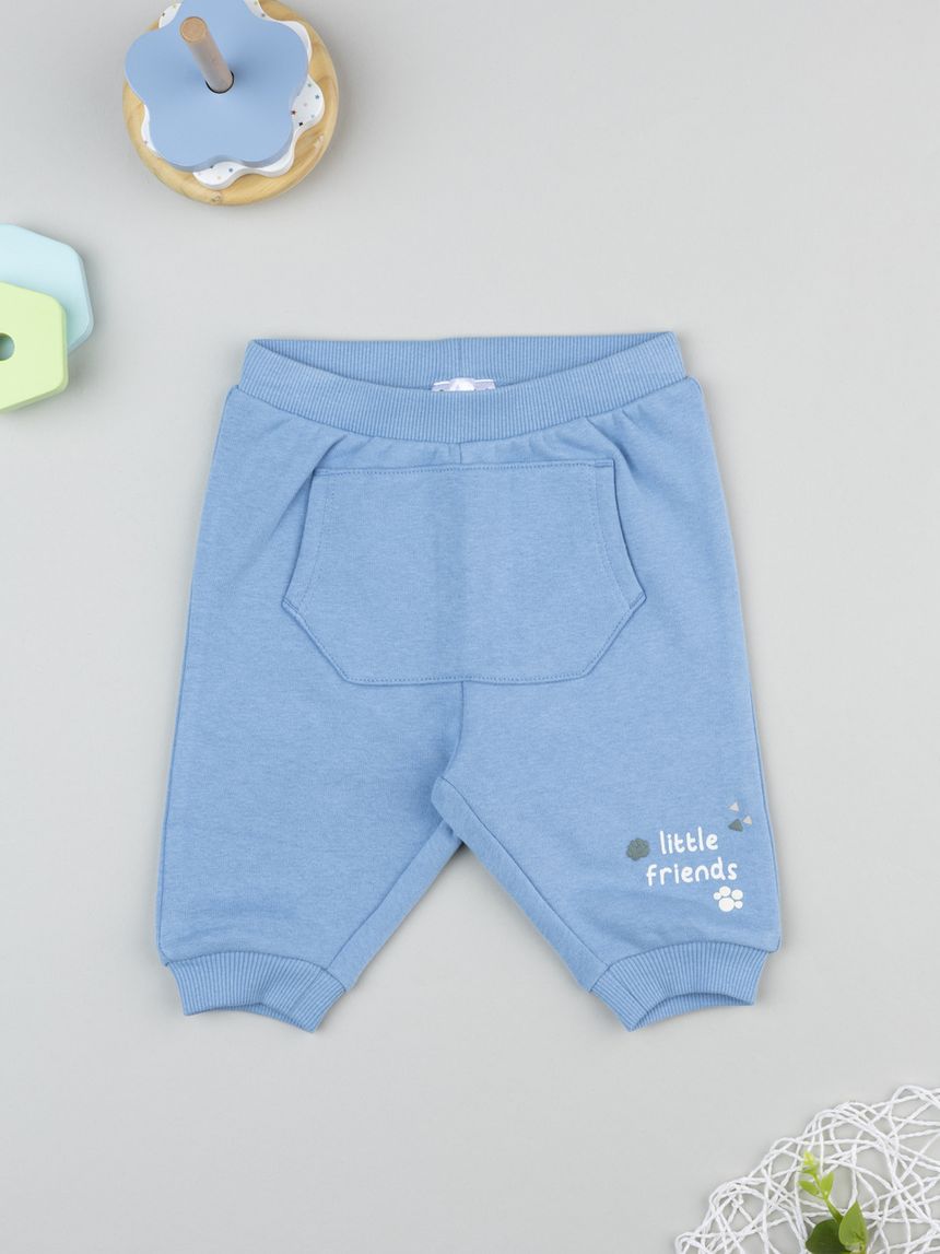 Pantalone in felpa bimbo azzurro tascona