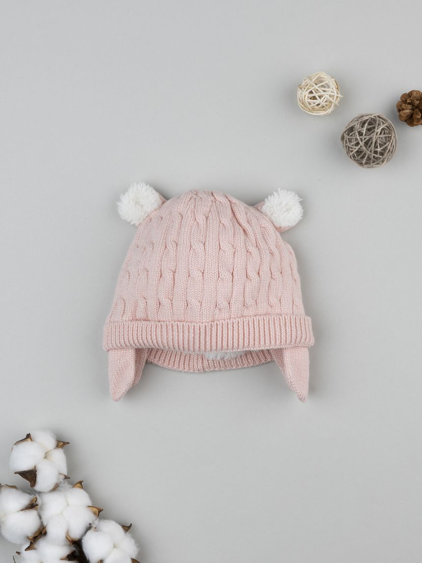 Cappello bimba rosa con orecchie