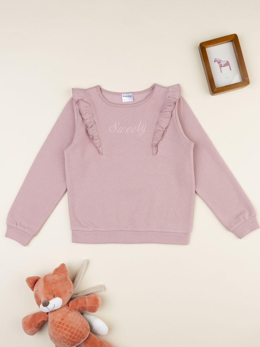 Felpa bambina rosa con frill