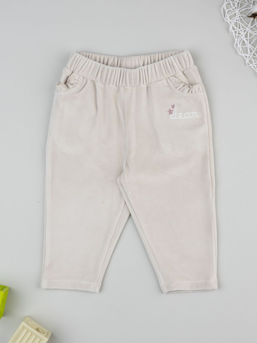 Pantalone in ciniglia bimba beige