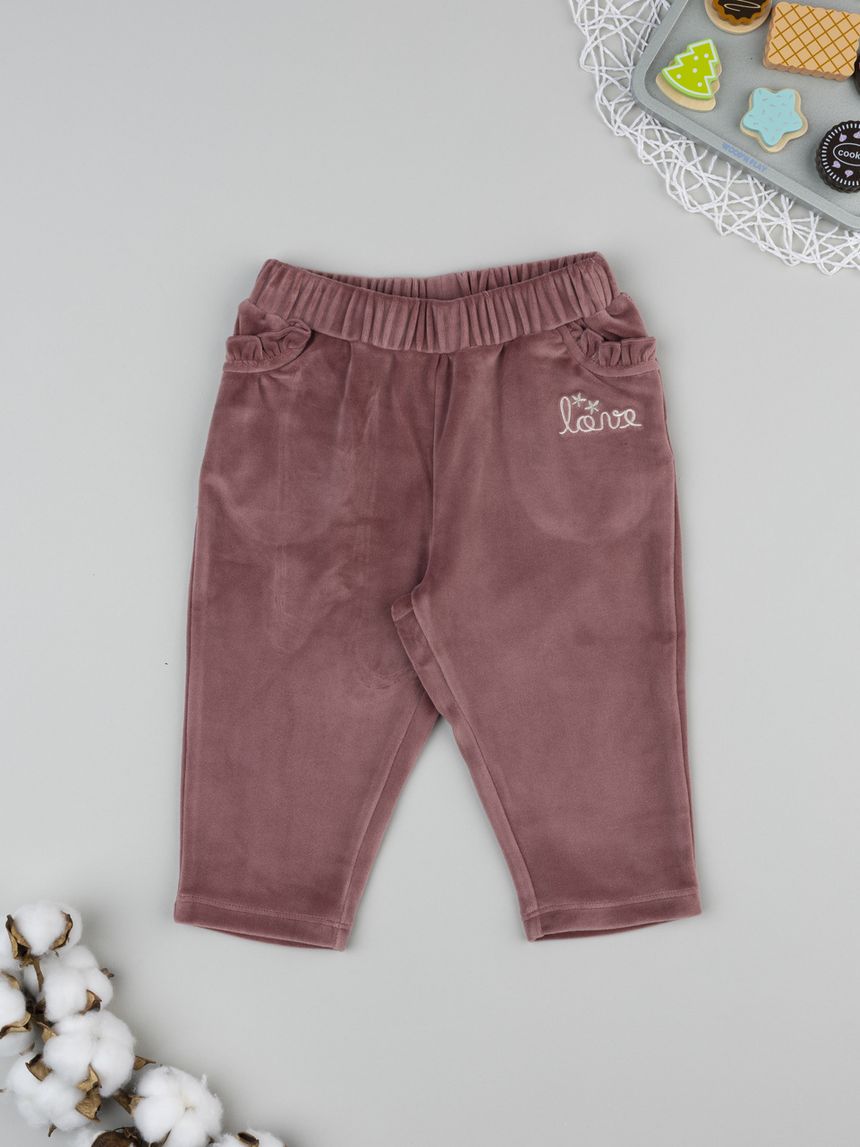 Pantalone ciniglia bimba rosa