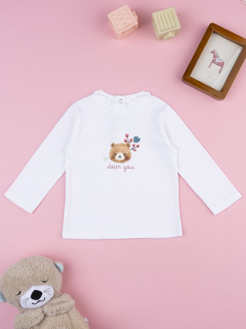 Lupetto bimba bianco stampa orso