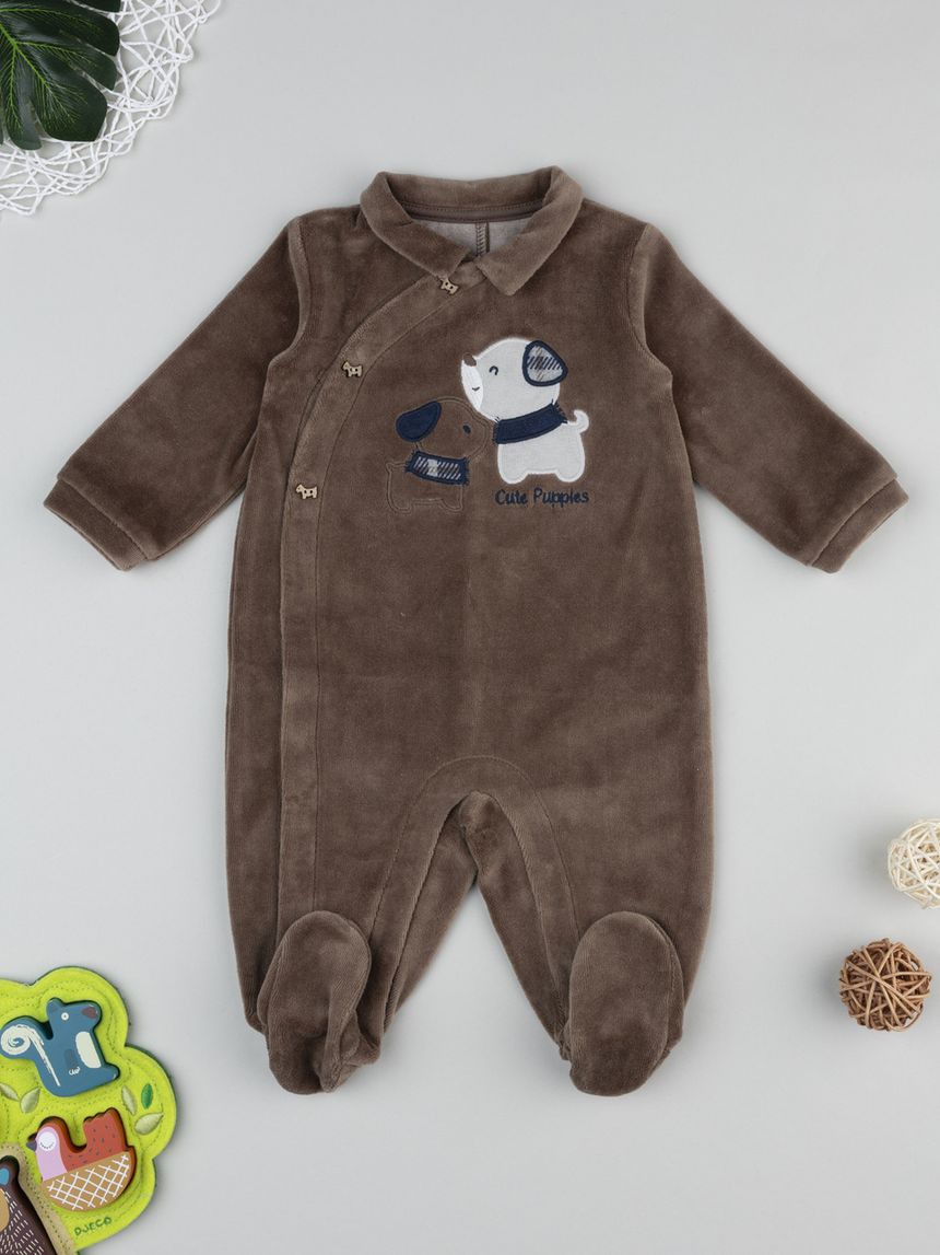Tutina neonato marrone cagnolino