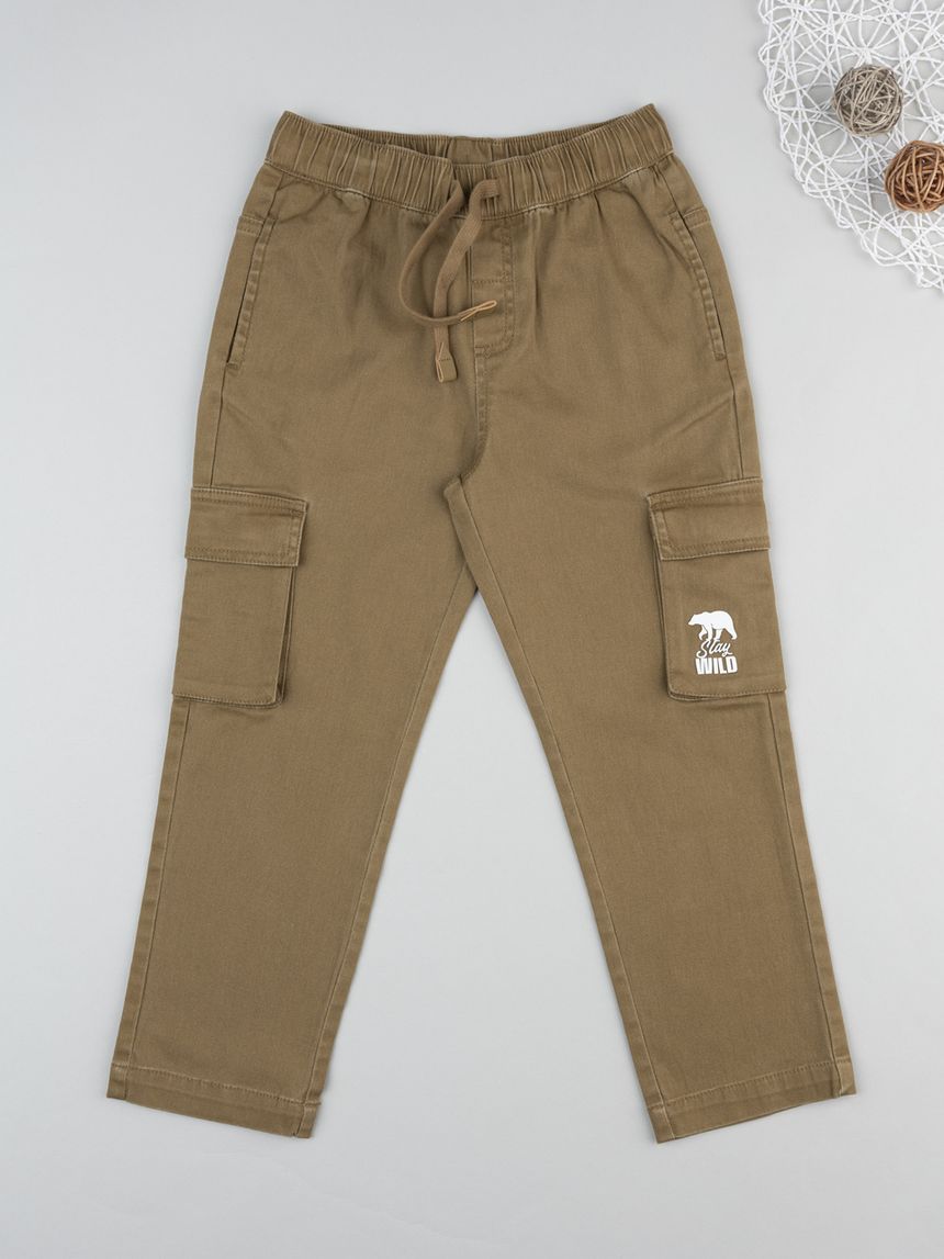 Pantalone ambino marrone tasconi