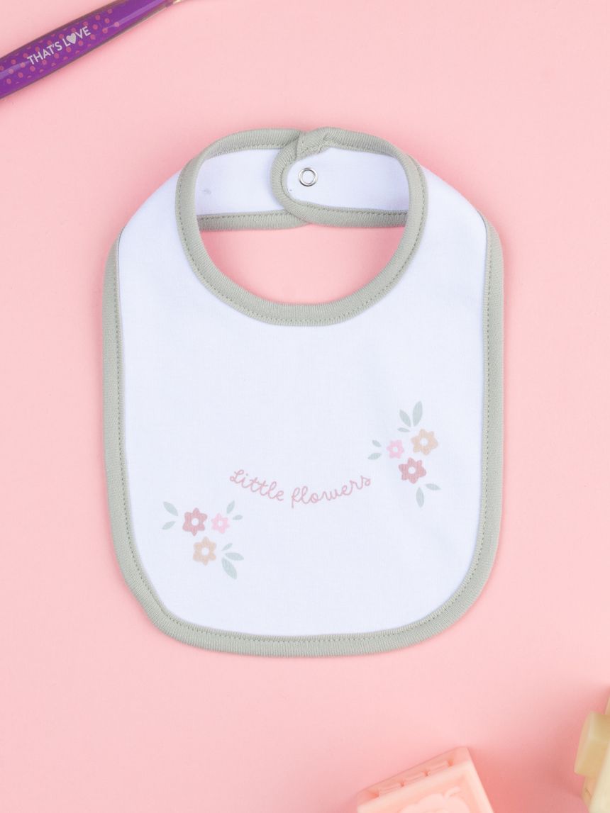 Bavaglino bimba verde fiori