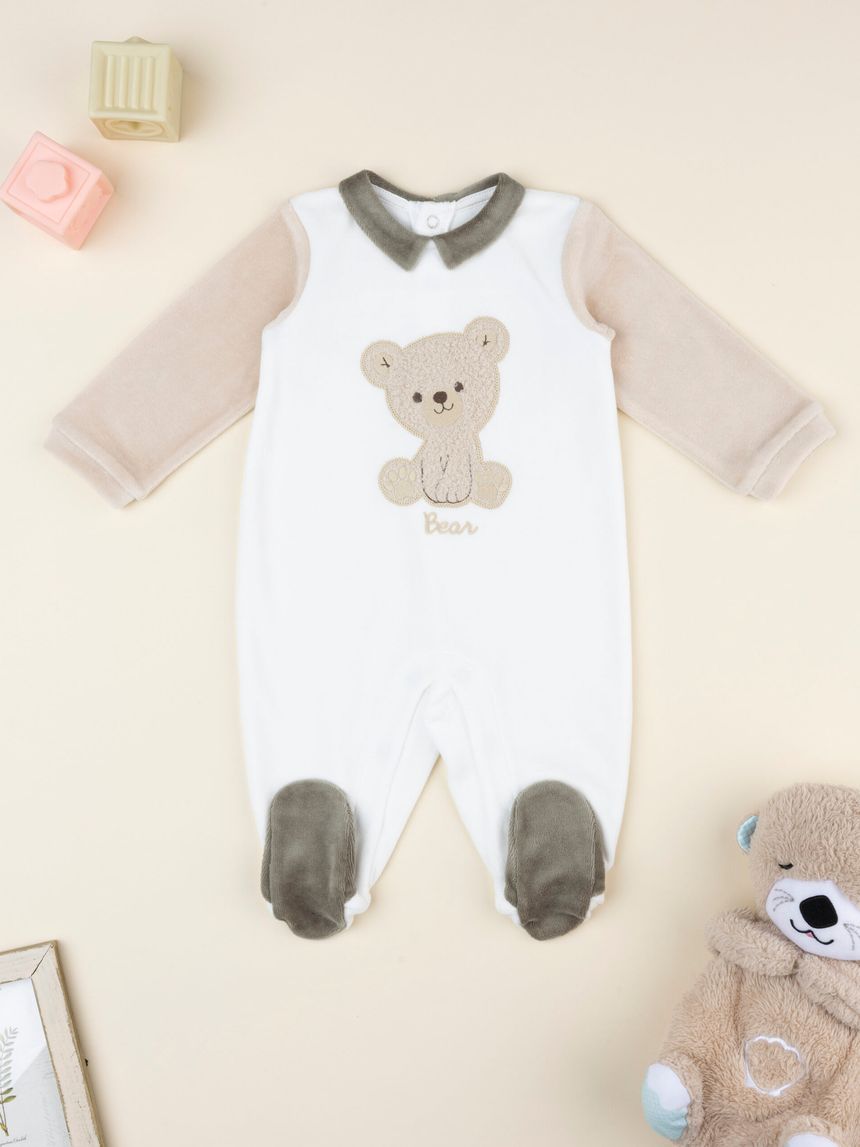Tutina bimbo bianco/beige orsetto